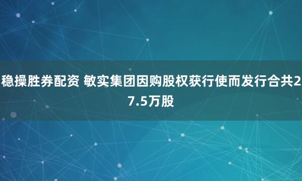 稳操胜券配资 敏实集团因购股权获行使而发行合共27.5万股